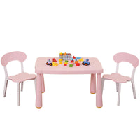 Kids Table And Chair Set, 3 Piece Toddler Table And Chair Set, Plastic Children Activity Tablefor Reading,Preschool,Drawing,Toddler,Playroom White Pink Pink Plastic