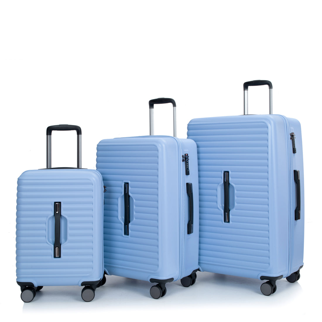 3 Piece Luggage Sets Pc Abs Lightweight Suitcase With Two Hooks, 360 Double Spinner Wheels, Tsa Lock, 21 25 29 Light Blue Light Blue Abs Pc