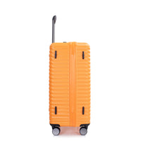 3 Piece Luggage Sets Pc Abs Lightweight Suitcase With Two Hooks, 360 Double Spinner Wheels, Tsa Lock, 20 24 28 Orange Orange Abs Pc