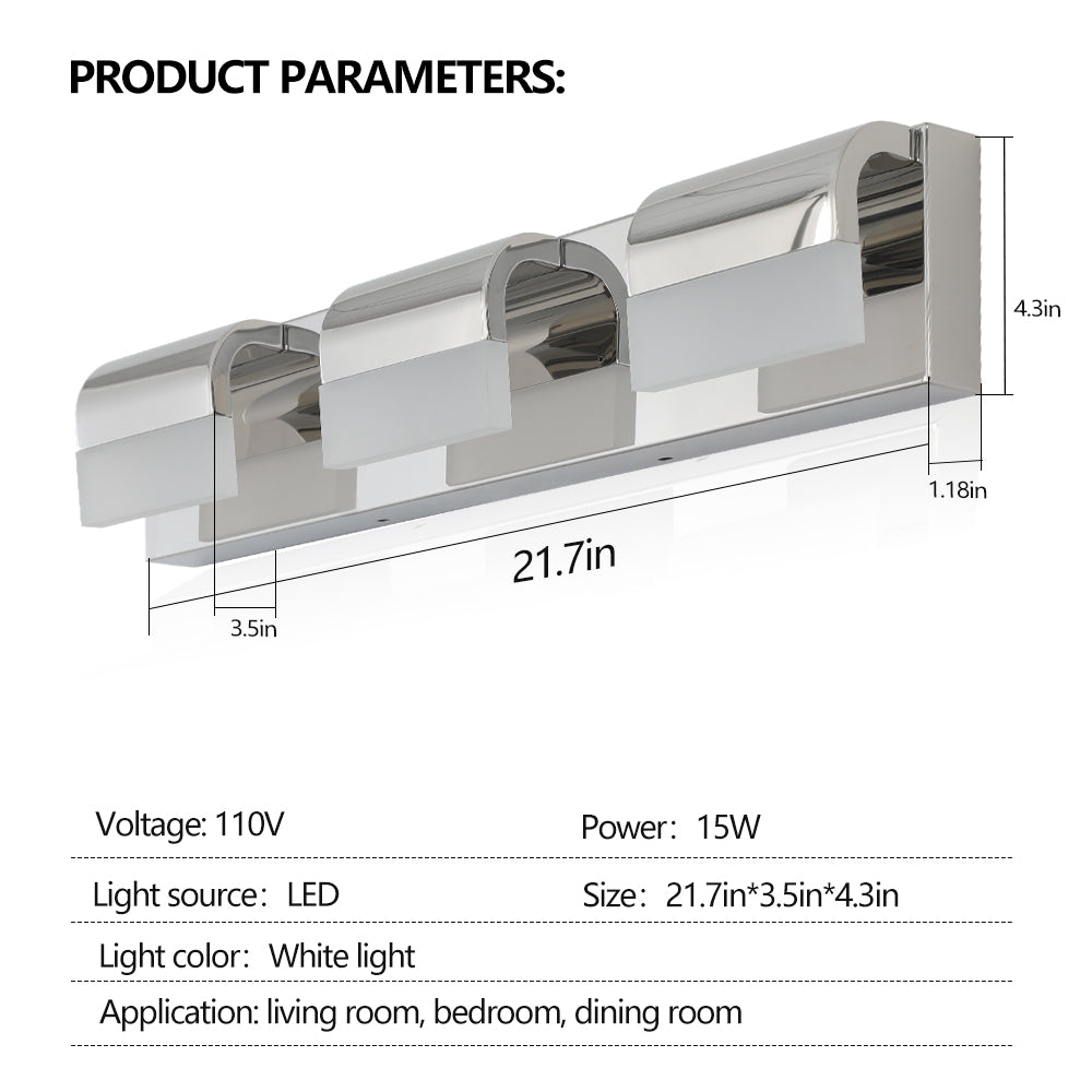 Same As W1340110596 L2011 Bathroom Vanity Lighting 3 Light Led Vanity Lights Over Mirror Bath Wall Lighting Chrome Acrylic,Iron