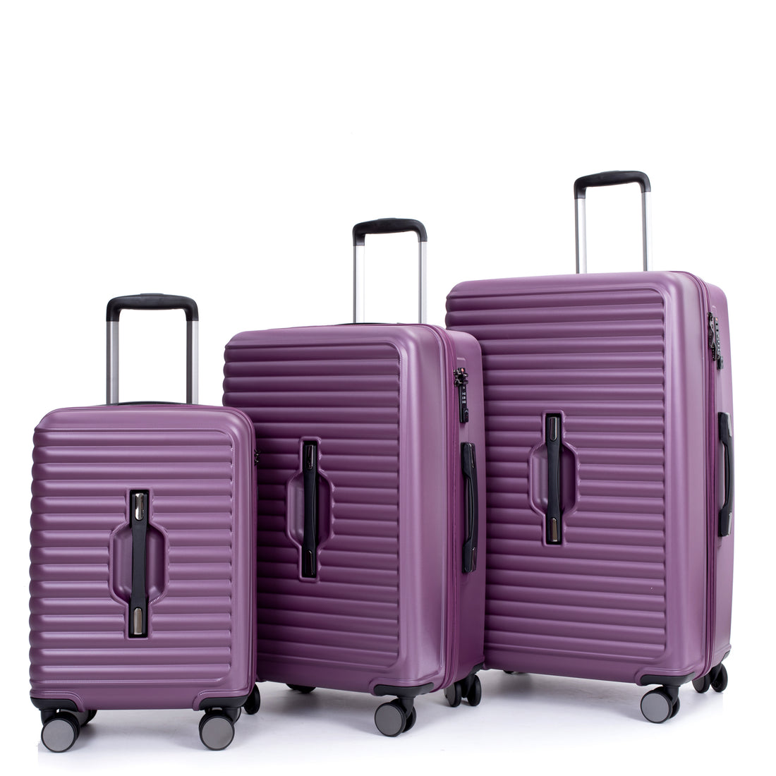 3 Piece Luggage Sets Pc Abs Lightweight Suitcase With Two Hooks, 360 Double Spinner Wheels, Tsa Lock, 21 25 29 Dark Purple Dark Purple Abs Pc