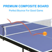 Table Tennis Table Midsize Foldable & Portable Ping Pong Table Set With Net And 2 Ping Pong Paddles For Indoor Outdoor Game Blue Mdf