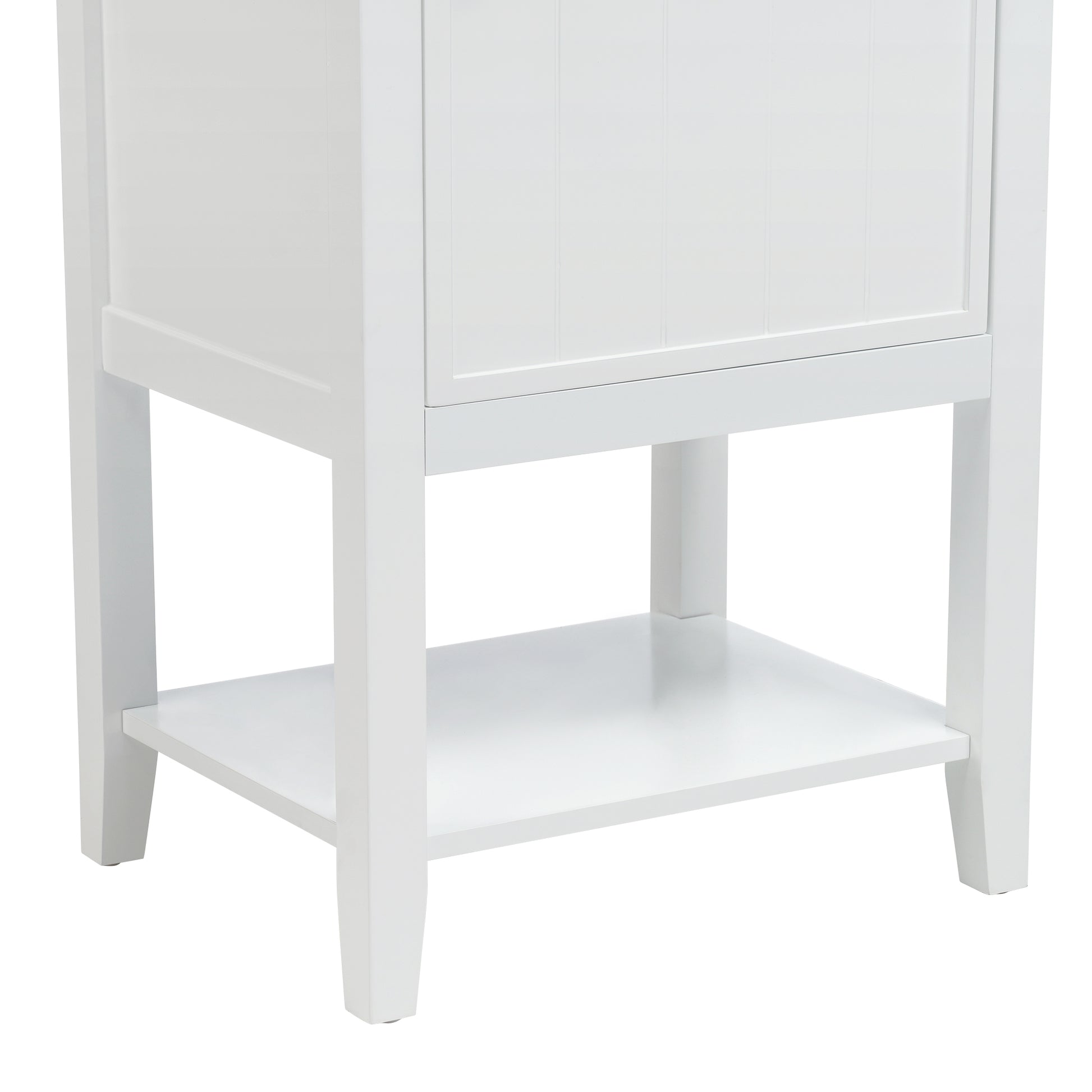 20" Bathroom Vanity With Sink, Bathroom Cabinet With Soft Closing Door, Storage Rack And Open Shelf, White White Solid Wood Mdf