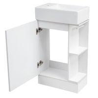 18.6" Bathroom Vanity With Sink, Bathroom Vanity Cabinet With Two Tier Shelf, Left Or Right Orientation, White White Mdf