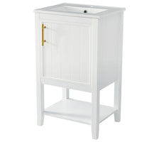 20" Bathroom Vanity With Sink, Bathroom Cabinet With Soft Closing Door, Storage Rack And Open Shelf, White White Solid Wood Mdf