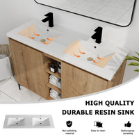 48" Freestanding Bathroom Vanity With Double Sink, Soft Closing Door Hinge Kd Package Bvb07148Imox Grb4840D Imitative Oak 2 Bathroom Freestanding Modern Plywood