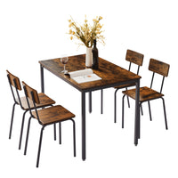 Dining Table Set 5 Piece Dining Chair With Backrest, Industrial Style, Sturdy Construction. Rustic Brown, 43.31'' L X 27.56'' W X 30.32'' H. Rustic Brown Particle Board