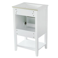 20" Bathroom Vanity With Sink, Bathroom Cabinet With Soft Closing Door, Storage Rack And Open Shelf, White White Solid Wood Mdf