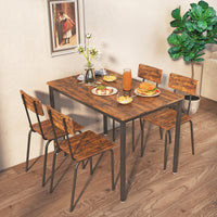 Dining Table Set 5 Piece Dining Chair With Backrest, Industrial Style, Sturdy Construction. Rustic Brown, 43.31'' L X 27.56'' W X 30.32'' H. Rustic Brown Particle Board