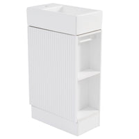 18.6" Bathroom Vanity With Sink, Bathroom Vanity Cabinet With Two Tier Shelf, Left Or Right Orientation, White White Mdf