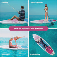 Inflatable Stand Up Paddle Board Simple Deluxe Premium Sup For All S Levels, Pink Paddle Boards For Adults & Youth, Blow Up Stand Up Paddleboards With Accessories & Backpack, Surf Control Pink Aluminium