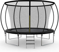 Simple Deluxe Recreational Trampoline With Enclosure Net 14Ft Wind Stakes Outdoor Trampoline For Kids And Adults Family Happy Time, Astm Approved Black 14Ft Black Polypropylene