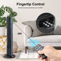 Healsmart 40 Inch Bladeless 60 Degree Oscillating Tower Fan With Aromatherapy Diffuser And Insertable Remote, Features With 38Db Low Noise Operating, 15H Timing, Wifi Control, Black Black Abs