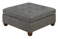 Living Room Furniture Tufted Cocktail Ottoman Antique Grey 1Pc Cushion Ottoman Seat Wooden Legs Grey Primary Living Space Contemporary,Modern Faux Leather