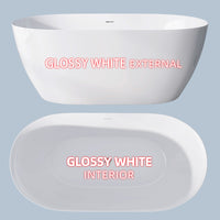 67" Acrylic Free Standing Tub Modern Oval Shape Soaking Tub Adjustable Freestanding Bathtub With Integrated Slotted Overflow And Chrome Pop Up Drain Anti Clogging Gloss White Gloss White Oval Bathroom Freestanding Tubs Polished 61 69 In Modern Soaking