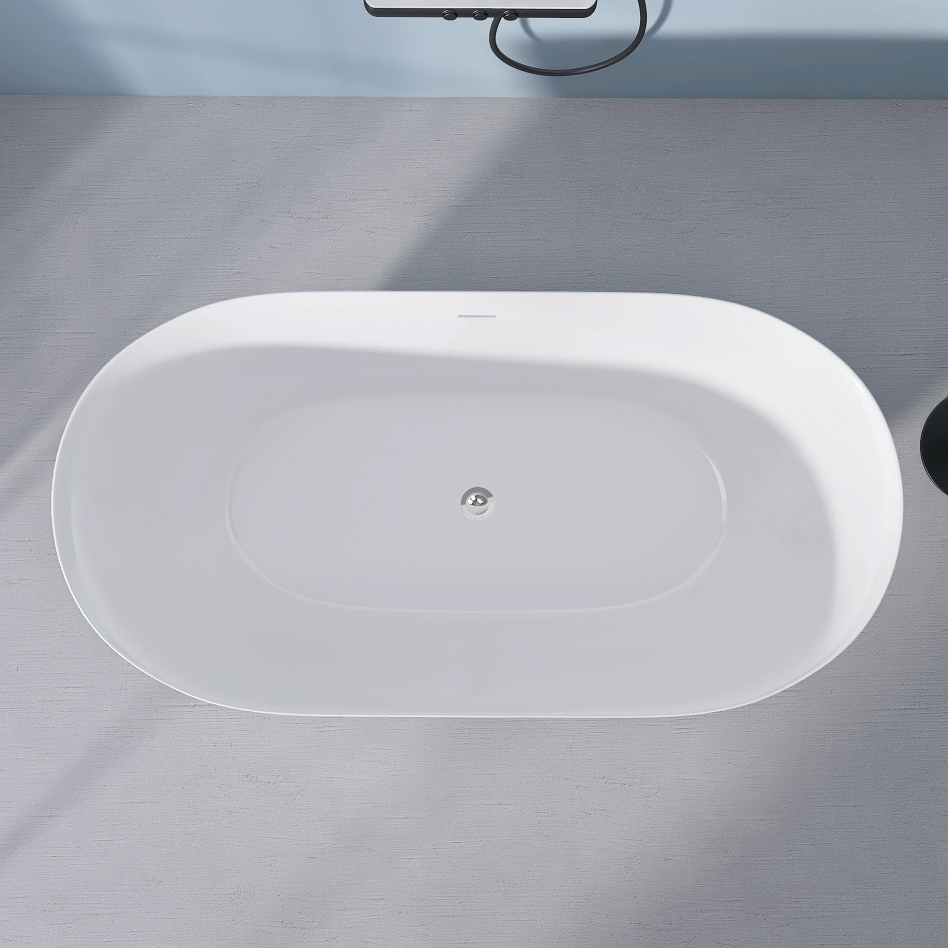 67" Acrylic Free Standing Tub Modern Oval Shape Soaking Tub Adjustable Freestanding Bathtub With Integrated Slotted Overflow And Chrome Pop Up Drain Anti Clogging Gloss White Gloss White Oval Bathroom Freestanding Tubs Polished 61 69 In Modern Soaking