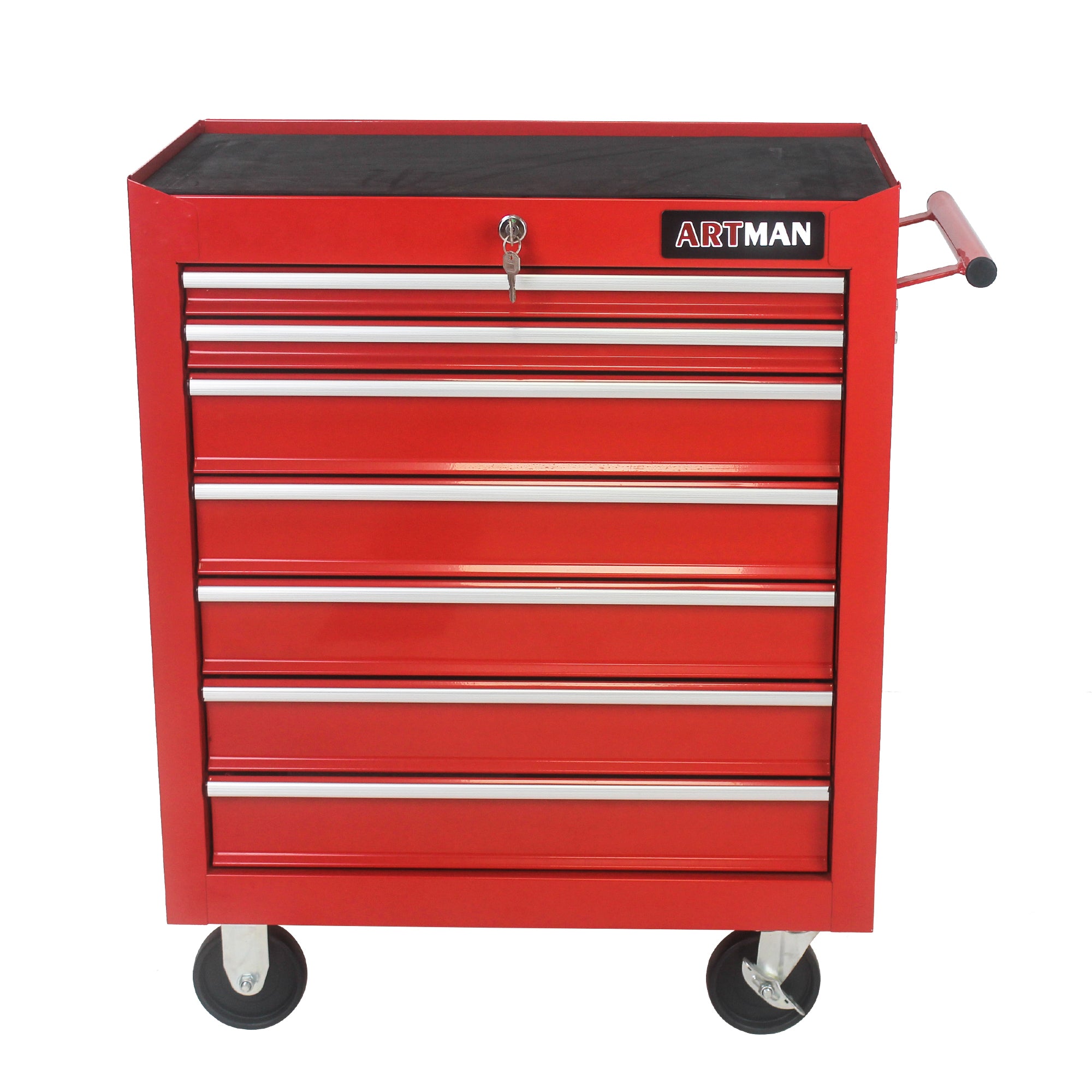 7 Drawers Multifunctional Tool Cart With Wheels Red Red Steel