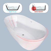 67" Acrylic Free Standing Tub Modern Oval Shape Soaking Tub Adjustable Freestanding Bathtub With Integrated Slotted Overflow And Chrome Pop Up Drain Anti Clogging Gloss White Gloss White Oval Bathroom Freestanding Tubs Polished 61 69 In Modern Soaking