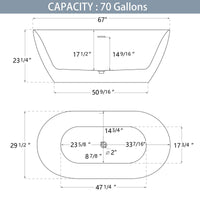 67" Acrylic Free Standing Tub Modern Oval Shape Soaking Tub Adjustable Freestanding Bathtub With Integrated Slotted Overflow And Chrome Pop Up Drain Anti Clogging Gloss White Gloss White Oval Bathroom Freestanding Tubs Polished 61 69 In Modern Soaking