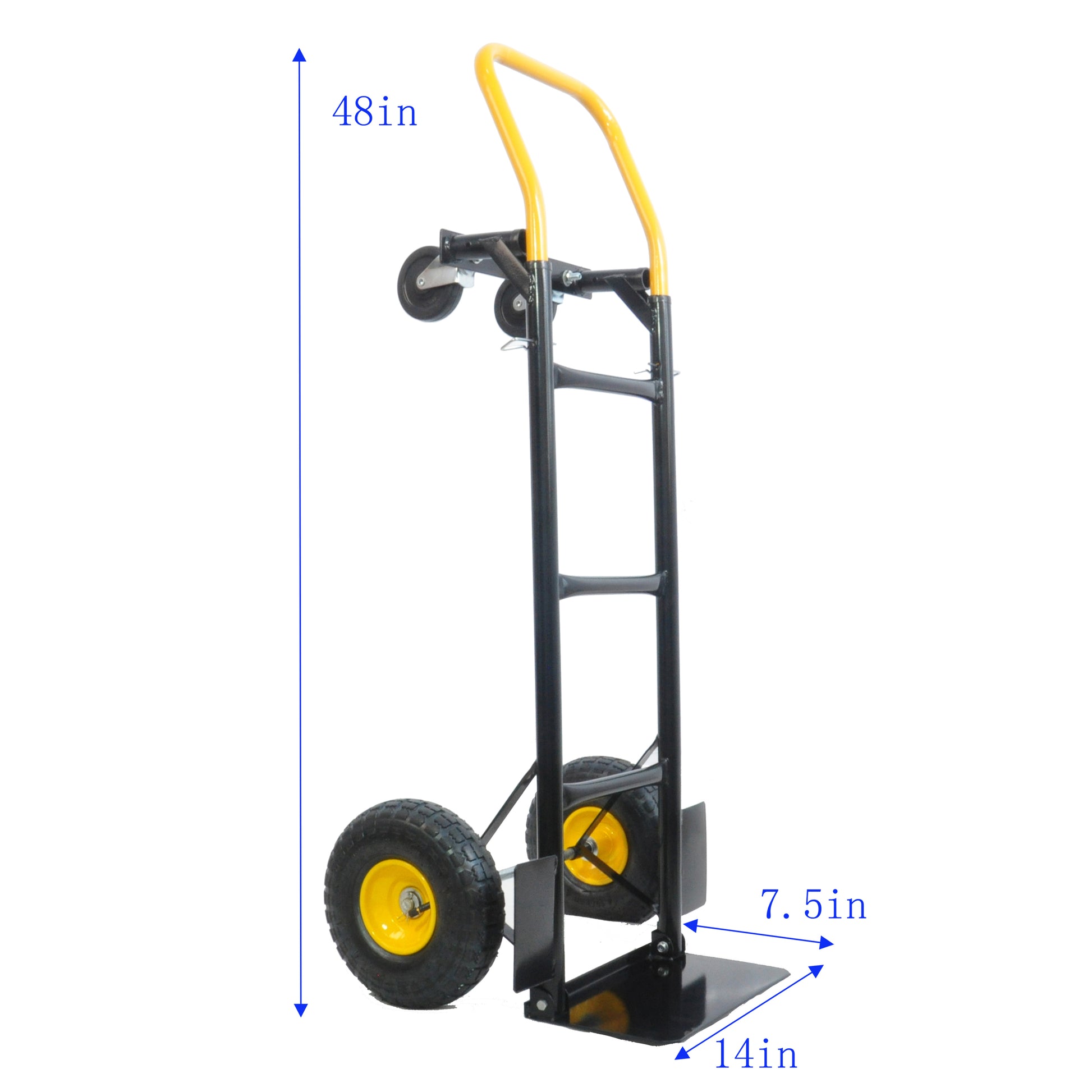 Ht1006Bk Ylhand Truck Dual Purpose 2 Wheel Dolly Cart And 4 Wheel Push Cart With Swivel Wheels 330 Lbs Capacity Heavy Duty Platform Cart For Moving Warehouse Garden Grocery Black Metal