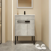 24 Inch Bathroom Vanity, Freestanding Bathroom Vanity Or Floating Is Optional Conversion 00324Cg 1 G Bl9060B Kd Packing Cement Grey 2 Bathroom Freestanding Modern Plywood