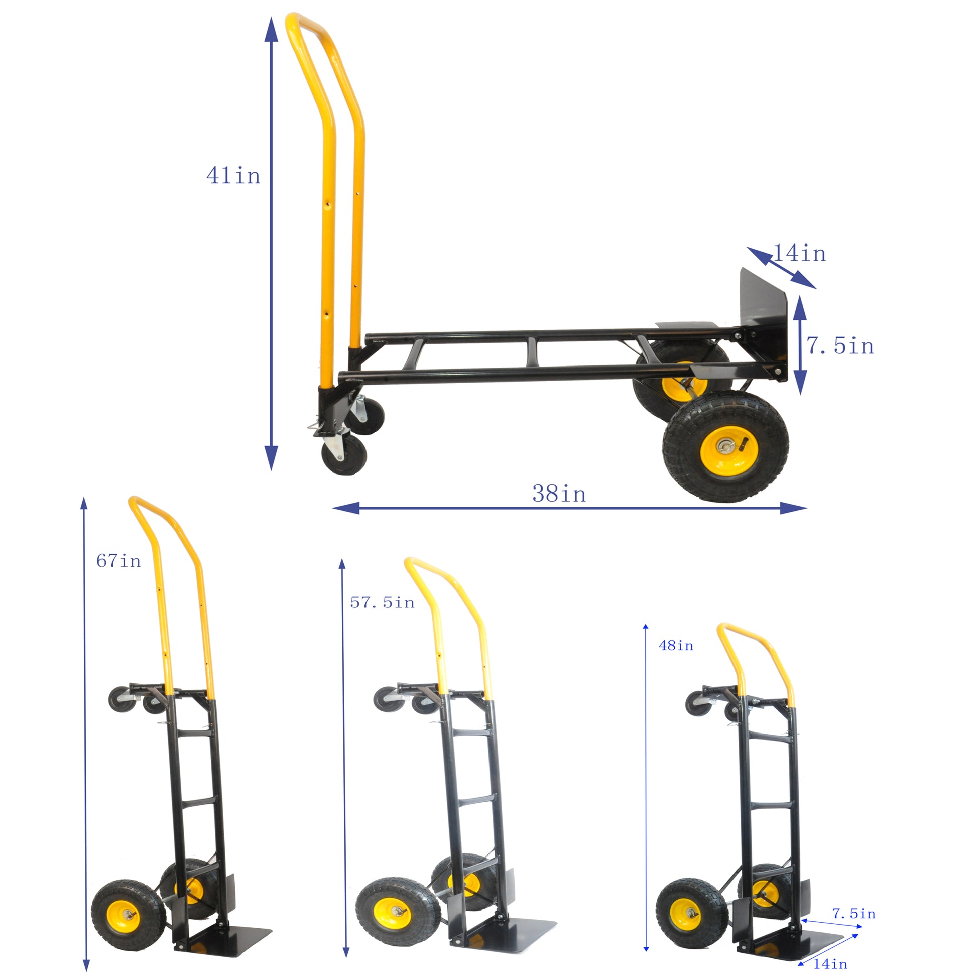 Ht1006Bk Ylhand Truck Dual Purpose 2 Wheel Dolly Cart And 4 Wheel Push Cart With Swivel Wheels 330 Lbs Capacity Heavy Duty Platform Cart For Moving Warehouse Garden Grocery Black Metal