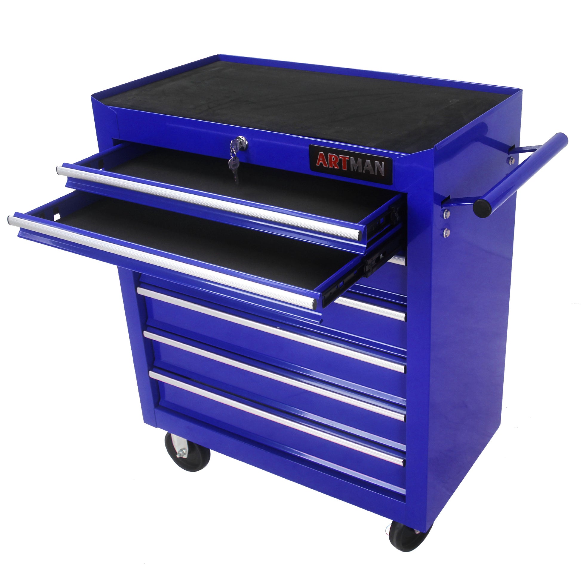 7 Drawers Multifunctional Tool Cart With Wheels Blue Blue Steel
