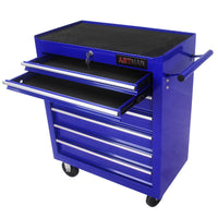 7 Drawers Multifunctional Tool Cart With Wheels Blue Blue Steel
