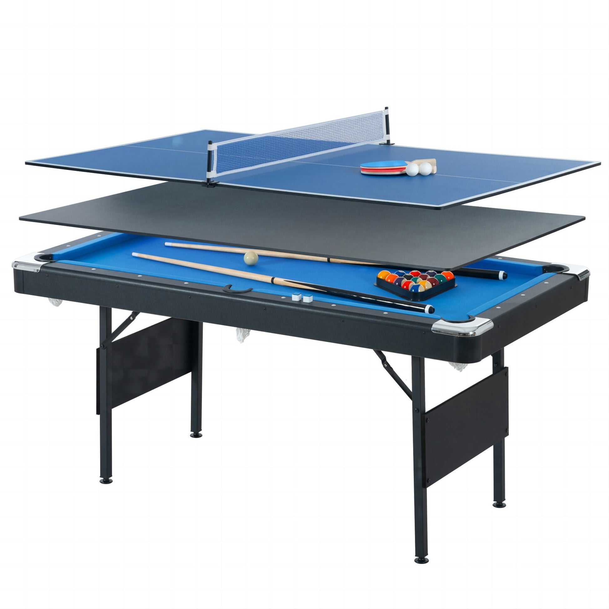 Table Tennis, Table Tennis Balls Sports Black Blue Portable Primary Living Space American Traditional Multifunctional Mdf Mdf