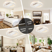 22Inch Modern Leafless Ceiling Fan With Remote Control Removable And Washable, Reversible Motor White Modern Crystal
