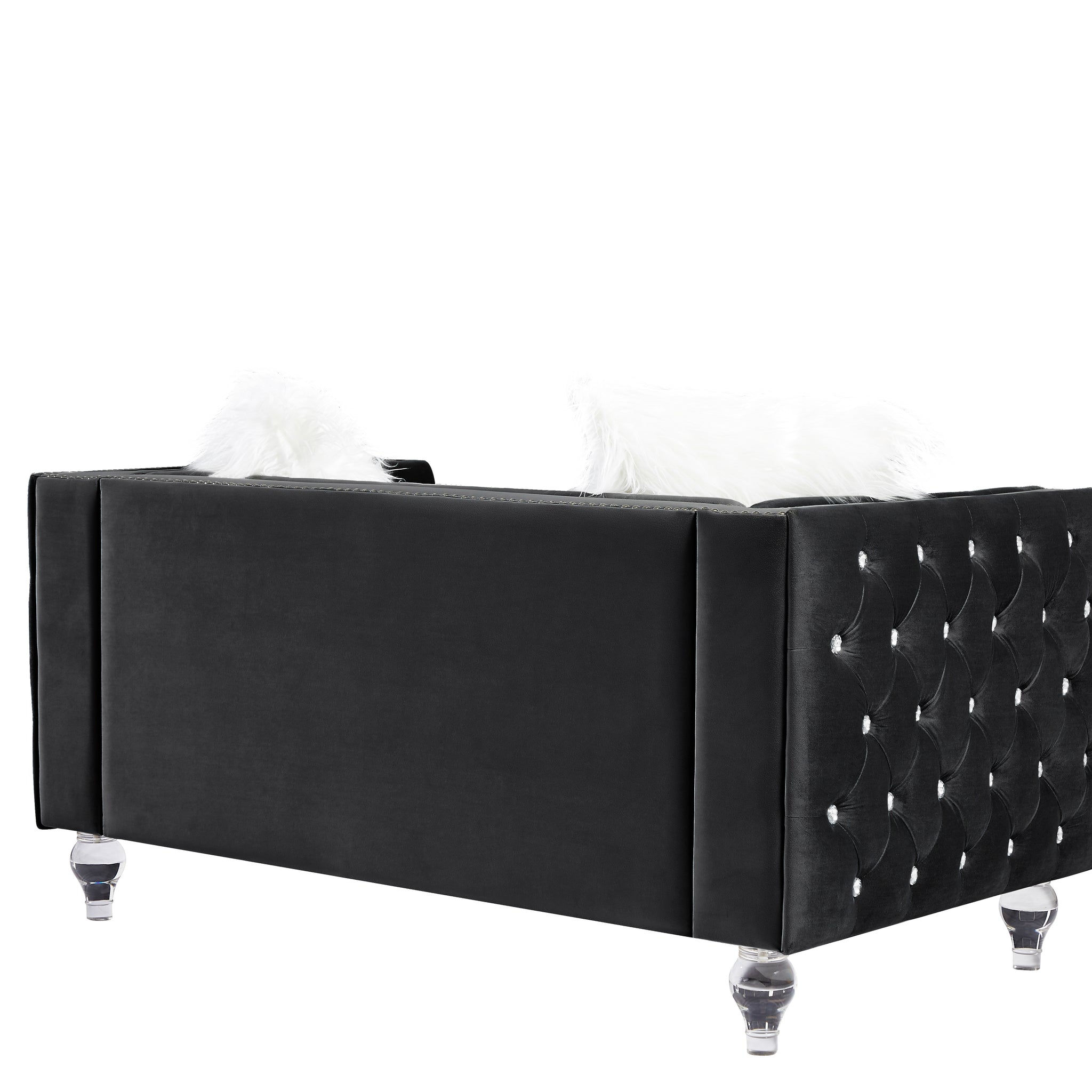 2066 Two Seat Sofa Black Seat Armrest Black Velvet