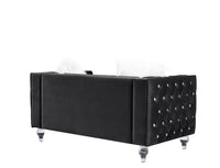 2066 Three Seat Sofa Black Seat Armrest Black Velvet