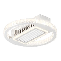 22Inch Modern Leafless Ceiling Fan With Remote Control Removable And Washable, Reversible Motor White Modern Crystal