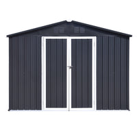 Metal Garden Sheds 6Ftx8Ft Outdoor Dark Grey Dark Grey Metal