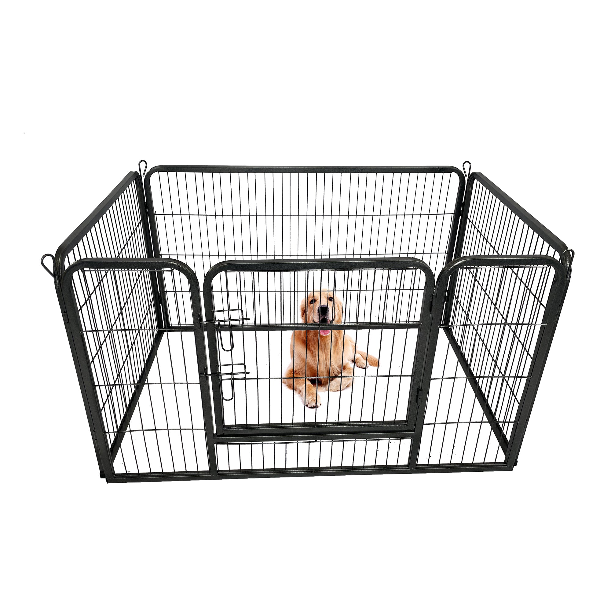 Dog Playpen Designed For Camping, Yard28" Height For Medium Small Dogs, 4Panels Antique Gray Steel