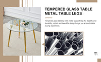 A Glass Tabletop With A Diameter Of 40 Inches And A Modern Minimalist Circular Dining Table With Gold Plated Metal Legs. 40 '* 40' * 30 ' Dt 1164 Golden Metal