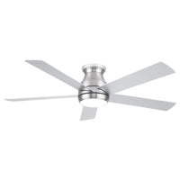 52" Low Profile Ceiling Fan In Brushed Nickel With Silver Blades Silver American Design Plywood Metal & Wood