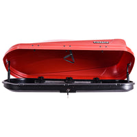 Hard Shell Roof Cargo Carrier With Security Keys, Roof Box, Cargo Box, 62 L X 31 W X 15 H Inches, 14 Cubic Feet Tool Free Install , Red Red Abs Pc