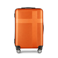 3 Piece Luggage With Tsa Lock Abs, Durable Luggage Set, Lightweight Suitcase With Hooks, Spinner Wheels Cross Stripe Luggage Sets 20In 24In 28In Orange Abs