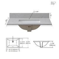 31 Inches Bathroom Stone Vanity Top Calacatta Gray Engineered Marble Color With Undermount Ceramic Sink And Single Faucet Hole With Backsplash Gray Stone