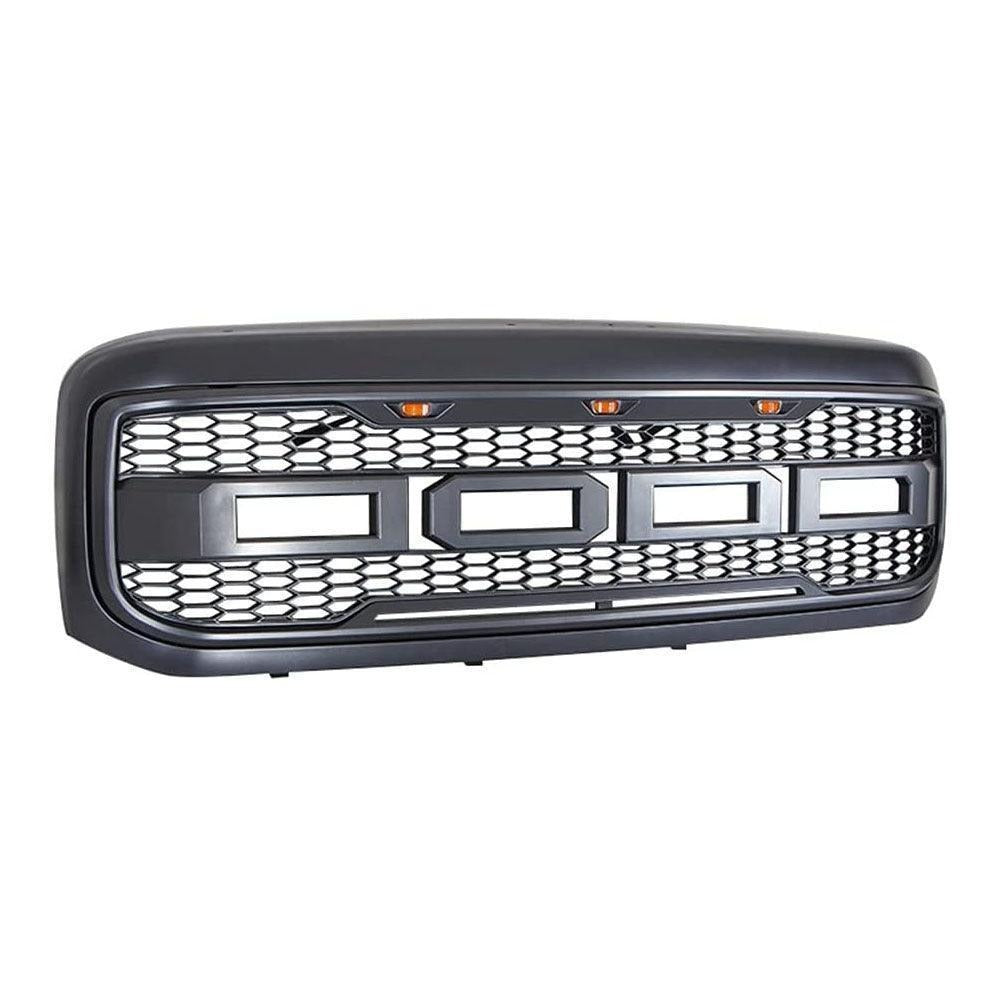 Grille For 2005 2006 2007 Ford F250 F350 Raptor Grill W Led Lights & Letters Mattle Black Matt Black Abs Abs