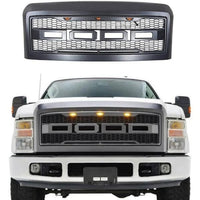 Grill For 2008 2009 2010 Ford F250 F350 F450 Raptor Grill Matte Black W E Lights With Letters Matt Black Abs Abs