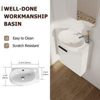 Soft Close Doors Bathroom Vanity With Sink,16 Inch For Small Bathroom Gloss White 1 Bathroom Wall Mounted Plywood