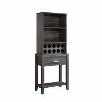 Wine Bar Cabinet, Kitchen Storage Cabinet With Drawer And Open Shelves, Distressed Grey Grey Particle Board