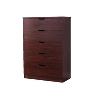5 Drawer Bedroom Dresser, Home Chest Cabinet With Cut Out Handles, Mahogany Mahogany Particle Board