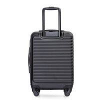 20" Carry On Luggage Lightweight Suitcase, Spinner Wheels, Black Black Abs