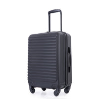 20" Carry On Luggage Lightweight Suitcase, Spinner Wheels, Black Black Abs