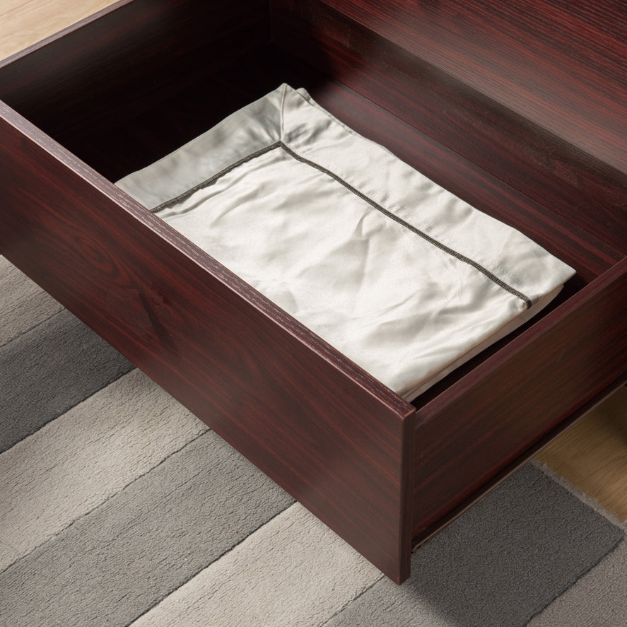 5 Drawer Bedroom Dresser, Home Chest Cabinet With Cut Out Handles, Mahogany Mahogany Particle Board