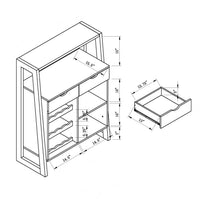 Wine Display Cabinet, Wine Rack With Multi Storage &Three Wine Bottle Compartments In Walnut Oak Grey Particle Board