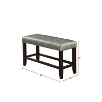 Dining Room Furniture 6Pc Counter Height Dining Set Dining Table W Storage 4X High Chairs 1X Bench Silver Faux Leather Tufted Seats Faux Marble Table Top Silver Seats 6 Espresso Dining Room 60 Inches Bench Seating Classic,Contemporary,Transitional Birch